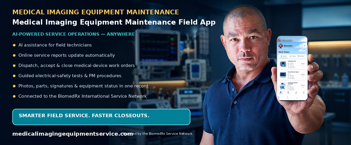 Medical Imaging Field — AI-powered field-service mobile app; automatic online service reports, work-order dispatch, and closeout