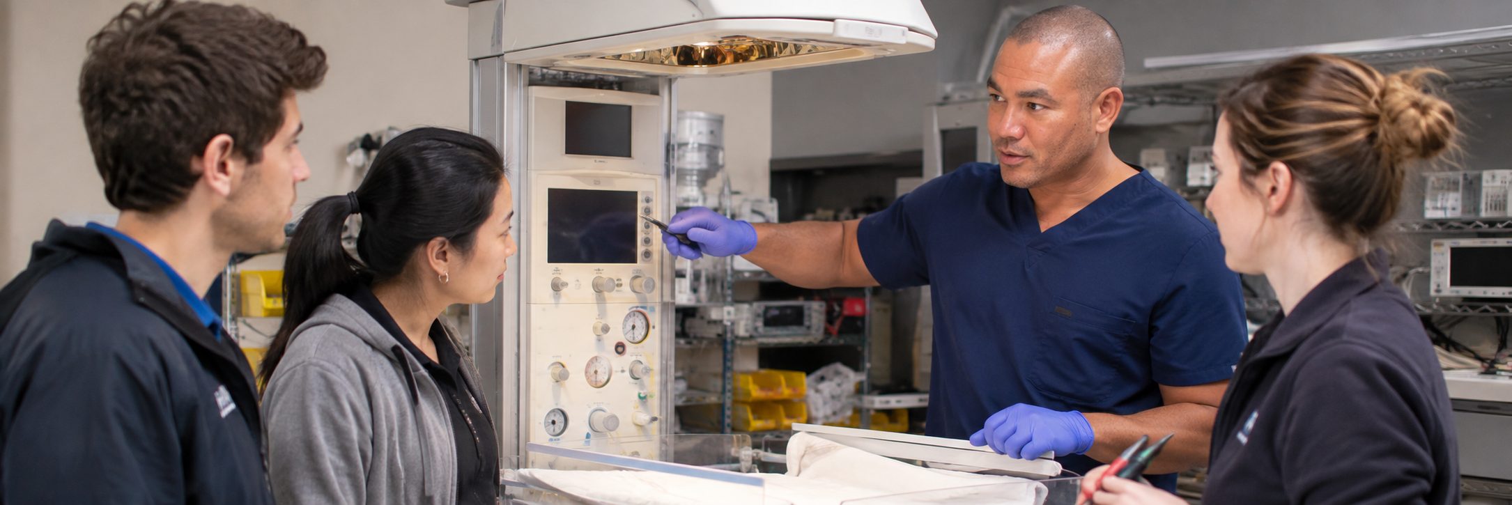 Medical imaging equipment service on a mammography system with test instrumentation