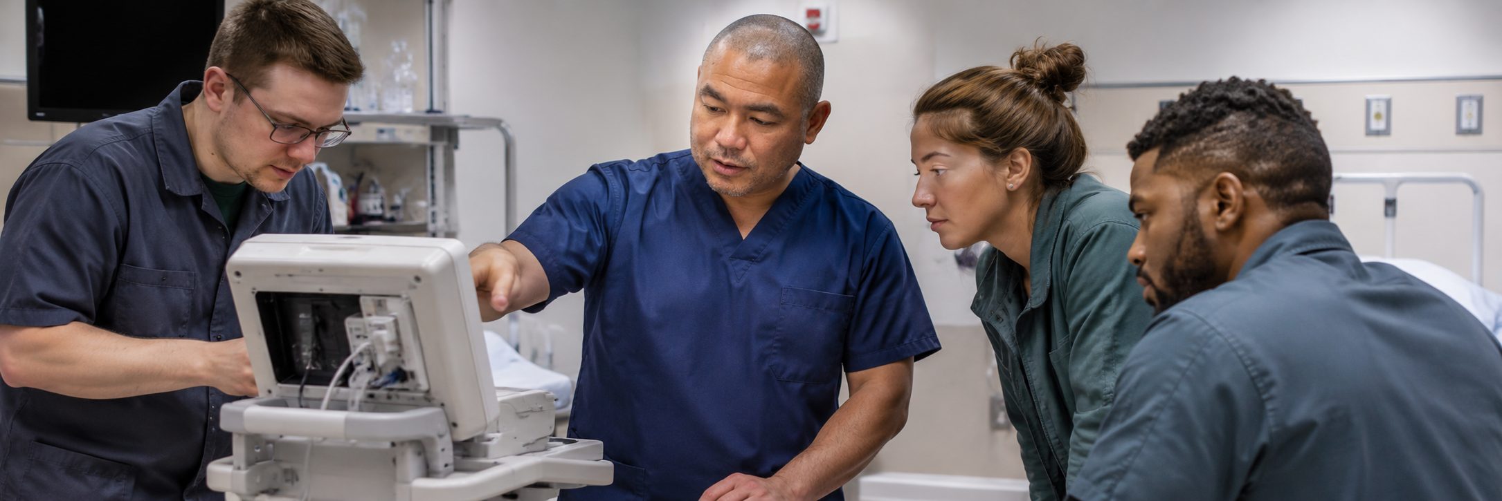 Medical imaging equipment service on a mammography system with test instrumentation